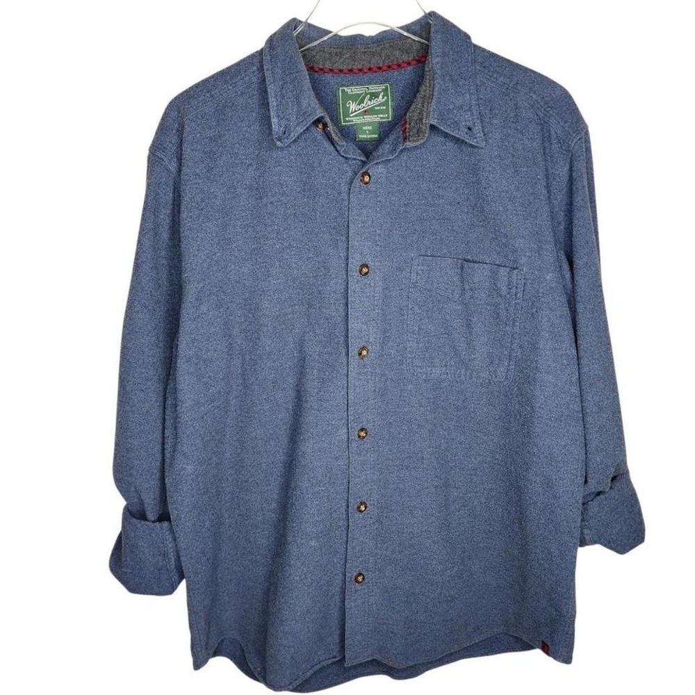 Woolrich Vintage Mens Midnight Blue‎ Heather Flannel Button Down Shirt Large